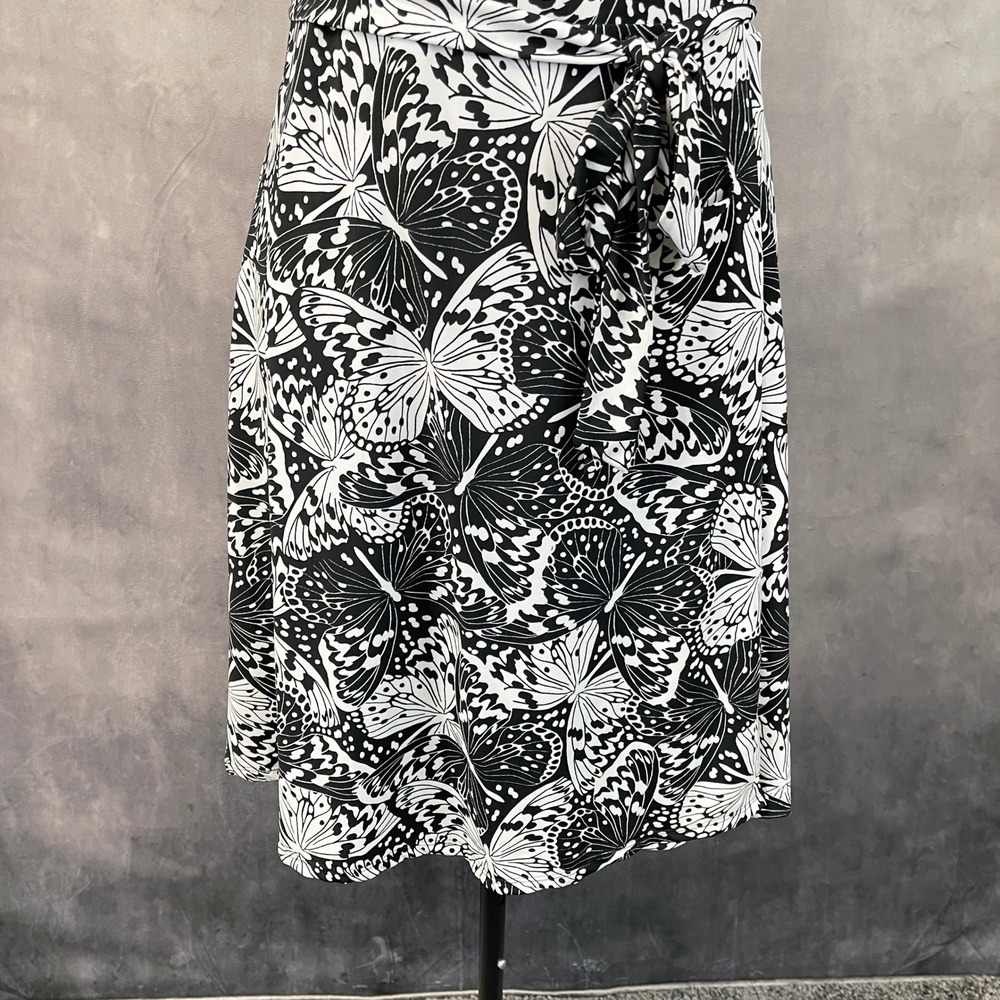 Brooks Brothers Butterfly Print Wrap Dress Womens Large Stretch Preppy Office - Picture 5 of 16